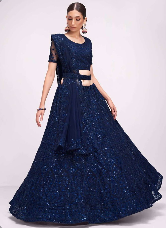 Dark Blue Colour Bridal Heritage 3 Alizeh New Latest Designer Exclusive Net With Silk Lehenga Choli Collection 1069 A